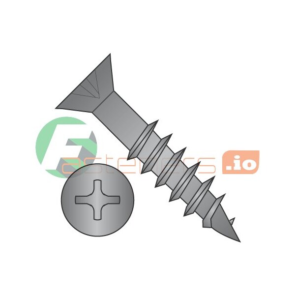 Newport Fasteners Wood Screw, #8, 1-5/8 in, Black Oxide Steel Flat Head Phillips Drive, 5000 PK 144477 - main